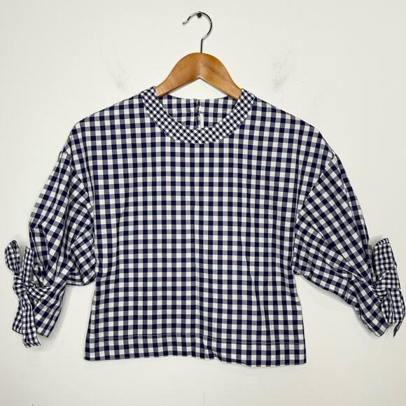 ROSETTA GETTY Gingham Blouse Womens Size 2 Picnic French Girl Cottage Retro Chic - Picture 2 of 12